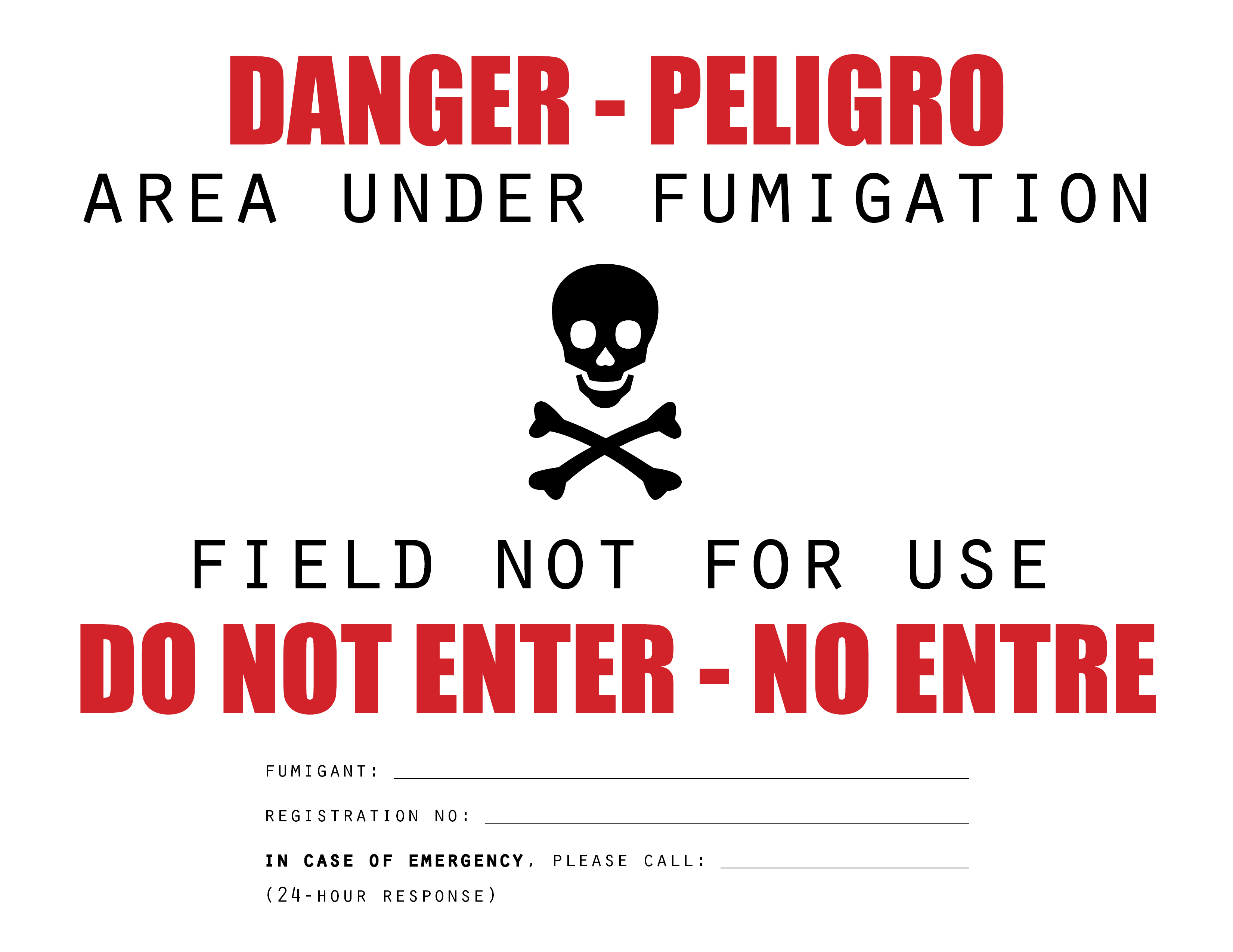 Fumigation warning sign